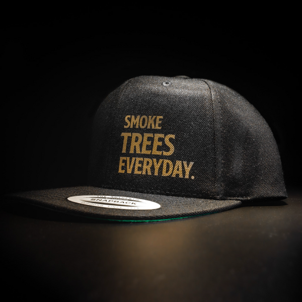 'Smoke Trees Everyday' Classic Snapback Hat - Green Bill