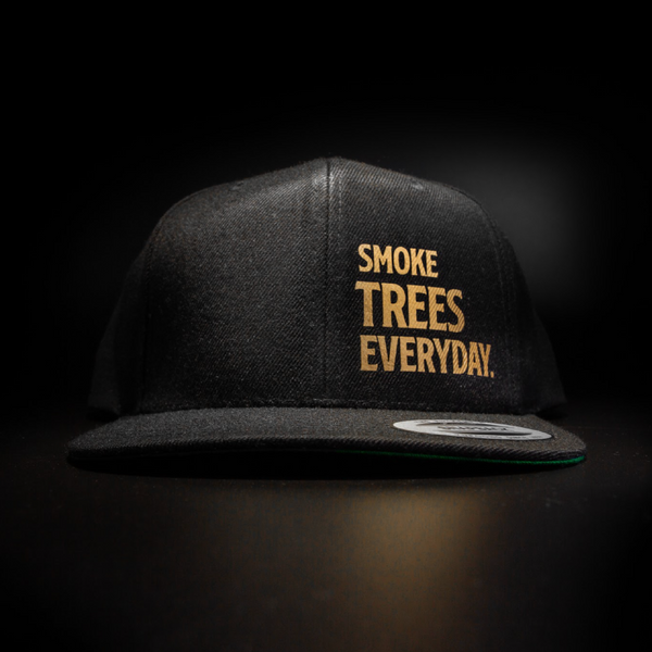 'Smoke Trees Everyday' Classic Snapback Hat - Green Bill