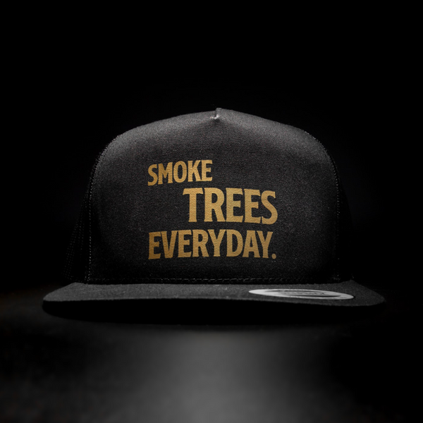 'Smoke Trees Everyday' Trucker Snapback Hat - Flat Bill