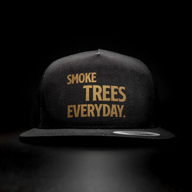 'Smoke Trees Everyday' Trucker Snapback Hat - Flat Bill