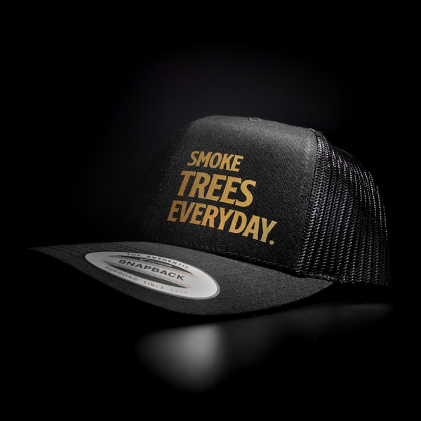 'Smoke Trees Everyday' Trucker Snapback Hat - Curved Bill